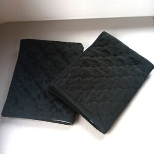 Set of 2 Stitched‎ Velvet  STANDARD Pillow Shams Black Quilted Luxury Dad Preppy